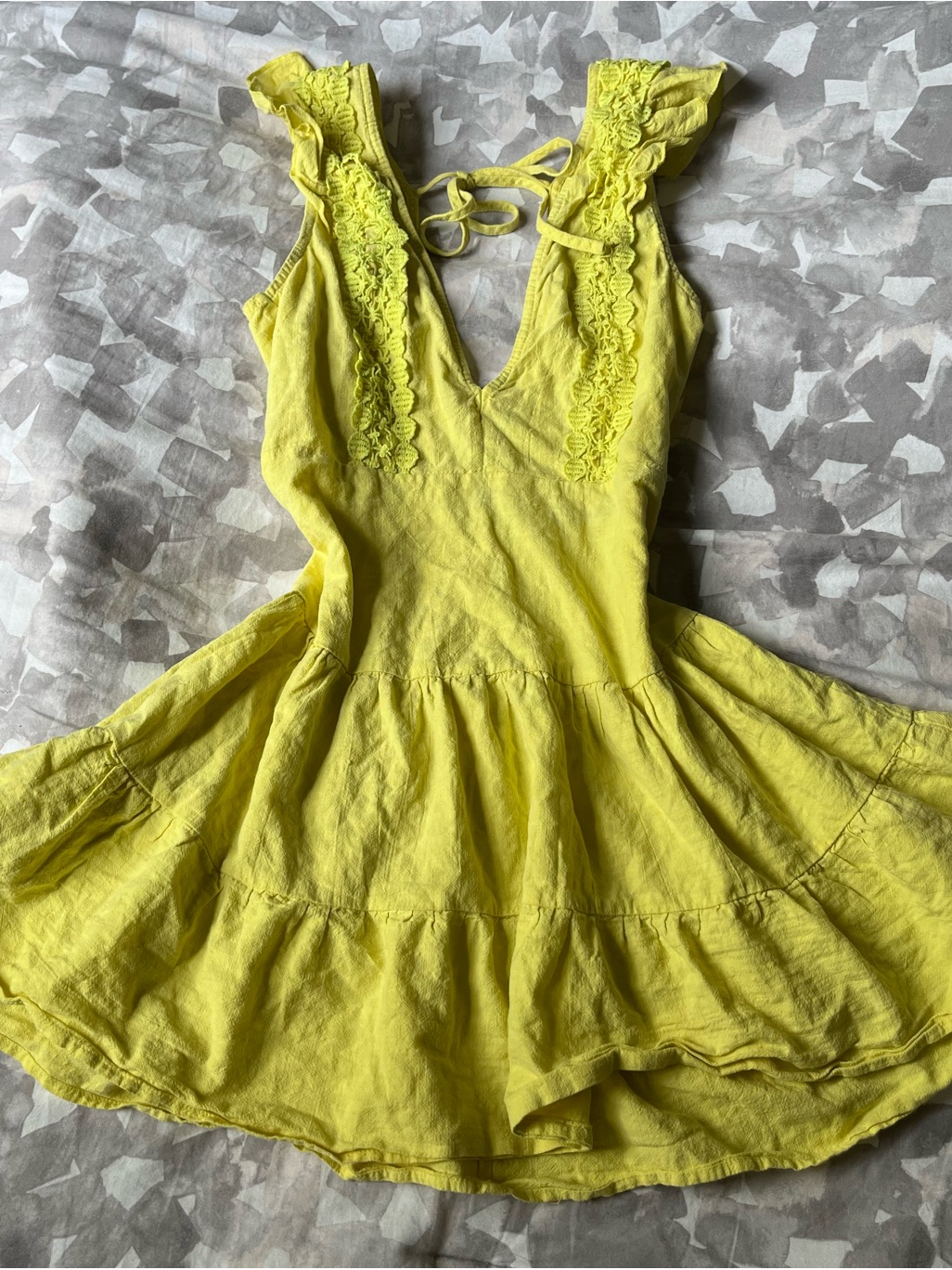 Yellow Babydoll Dress With Embroidery Yellow Babydoll Dress With Embroidery
